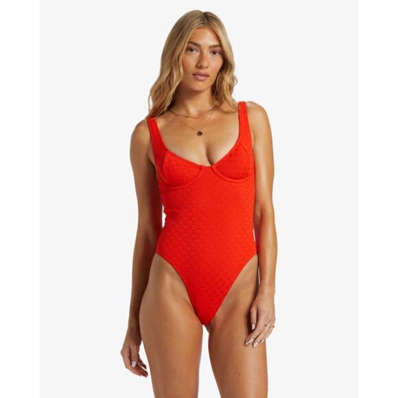 Billabong Good Vibes Emma Underwire One Piece Swimsuit Size 12 Pool Beach - Picture 1 of 11